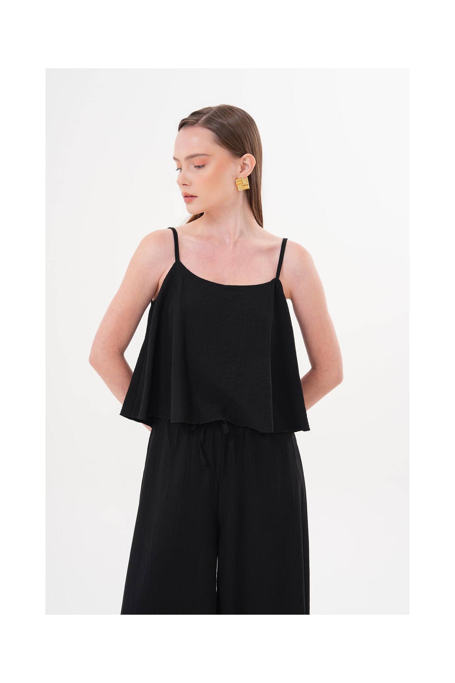 Strappy Crop Blouse - Brand: Levure - Women's Clothing Wholesale - Globality Store