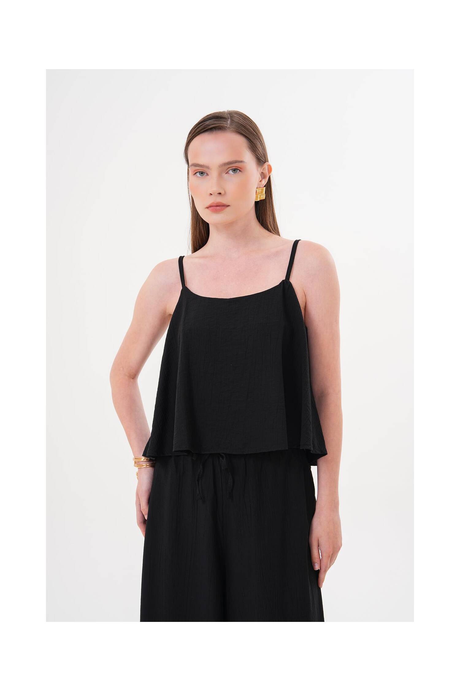 Strappy Crop Blouse - Brand: Levure - Women's Clothing Wholesale - Globality Store