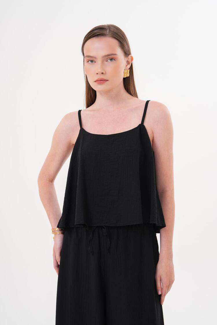 Strappy Linen Crop Blouse