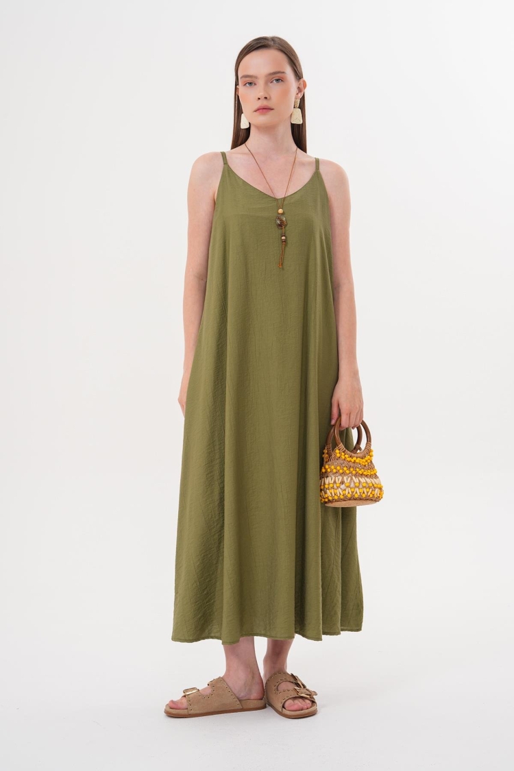 Long Dress With Straps - Levure - Globality Store - Women Clothes Wholesale Turkey
