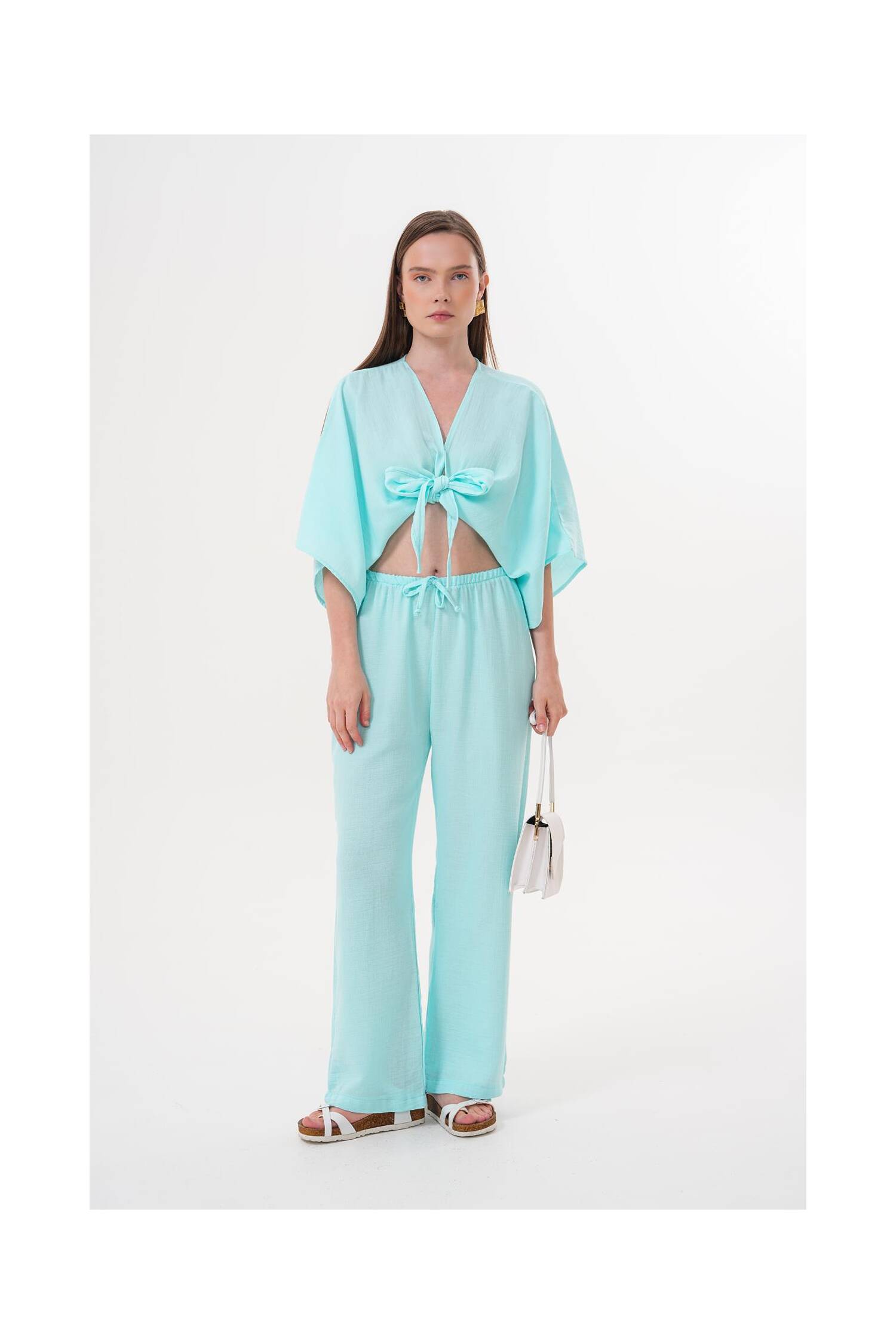 Women's Mueslin Tie Blouse - Brand: Levure - Women's Clothing Wholesale - Globality Store