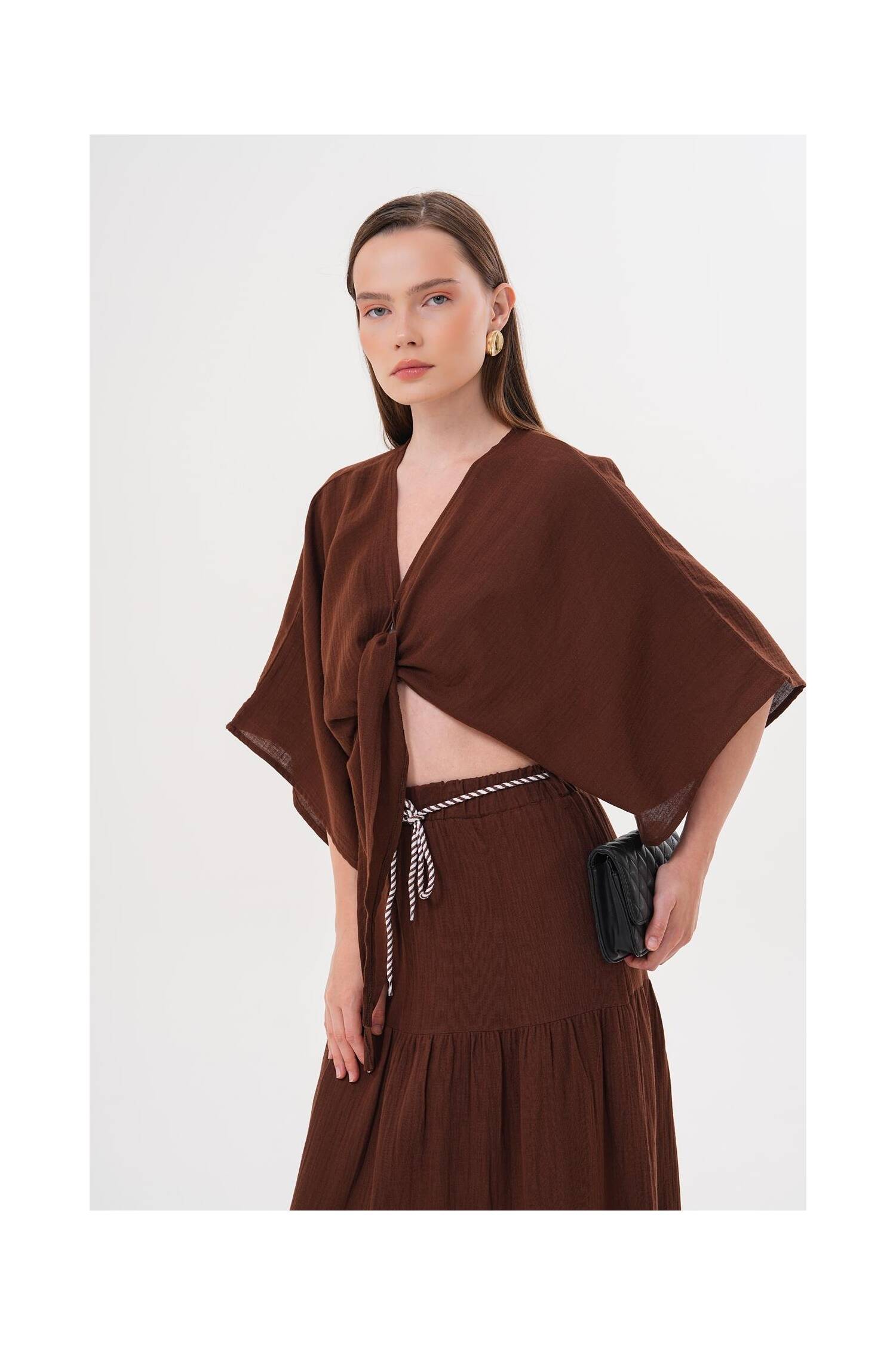 Women's Mueslin Tie Blouse - Brand: Levure - Women's Clothing Wholesale - Globality Store