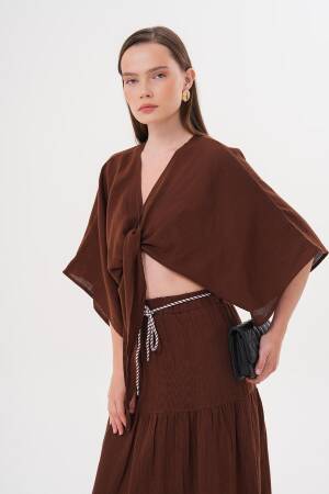 Women's Mueslin Tie Blouse - Brand: Levure - Women's Clothing Wholesale - Globality Store
