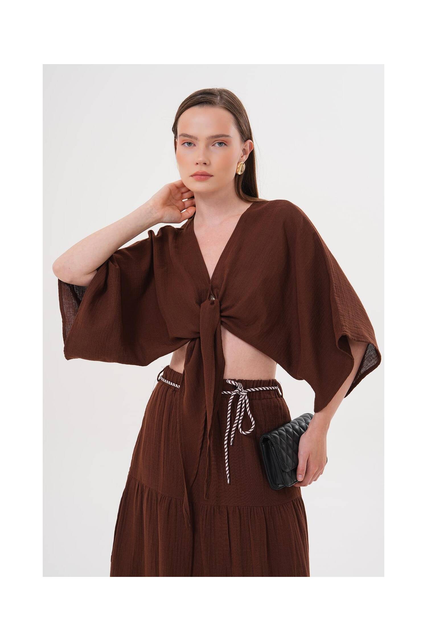 Women's Mueslin Tie Blouse - Brand: Levure - Women's Clothing Wholesale - Globality Store