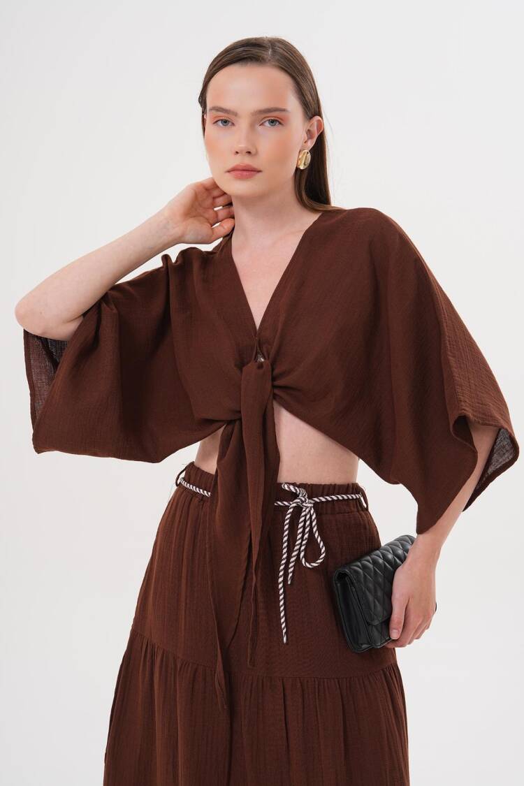Women's Mueslin Tie Blouse