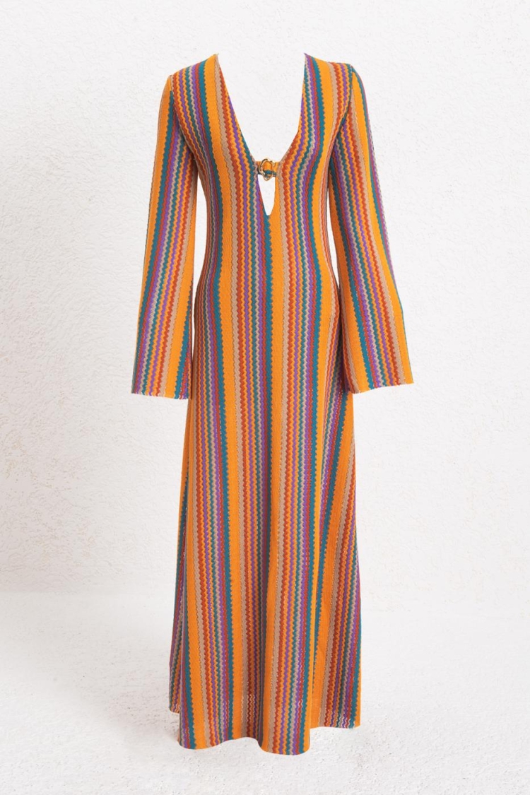 Deep V-Neck Maxi Dress - BSL - Globality Store - Women Clothes Wholesale Turkey