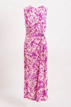 Linen Blend Drape Detailed Midi Dress - BSL - Globality Store - Women Clothes Wholesale Turkey