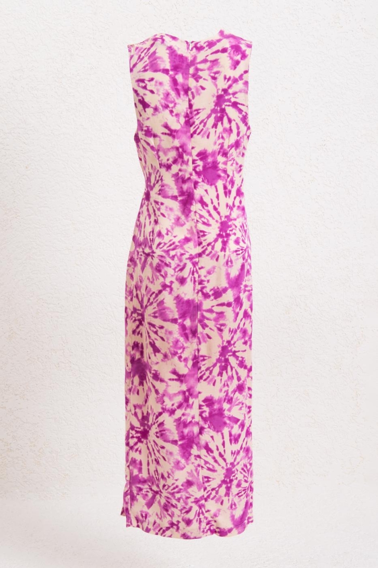 Linen Blend Drape Detailed Midi Dress