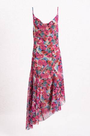 Asymmetric Skirt Detailed Midi Dress - BSL - Globality Store - Women Clothes Wholesale Turkey
