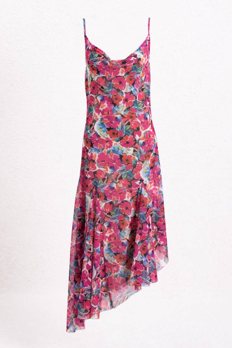 Asymmetric Skirt Detailed Midi Dress - BSL - Globality Store - Women Clothes Wholesale Turkey