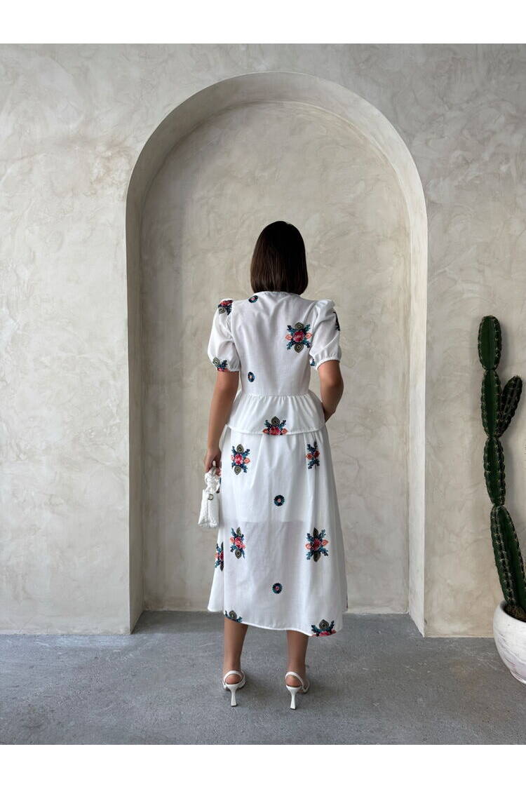 Embroidered Voile Skirt - Cream