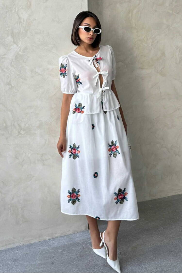Embroidered Voile Skirt - Cream - Brand: Topshow - Women's Clothing Wholesale - Globality Store