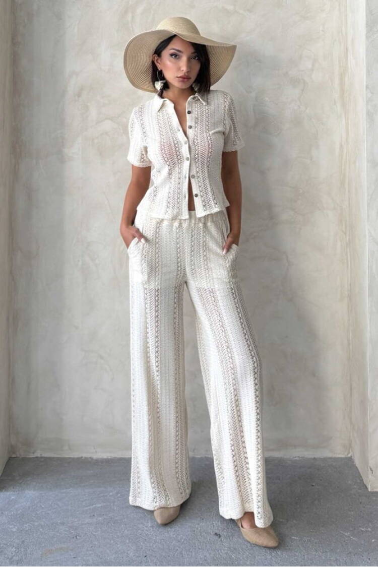 Lace Trousers - Raw - Topshow - Globality Store - Women Clothes Wholesale Turkey