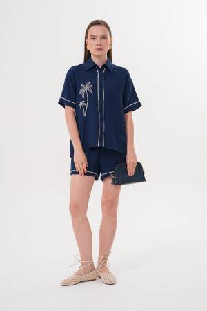 Embroidery Detailed Buttoned Mueslin Shirt - Brand: Levure - Women's Clothing Wholesale - Globality Store