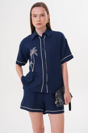Embroidery Detailed Buttoned Mueslin Shirt - Brand: Levure - Women's Clothing Wholesale - Globality Store