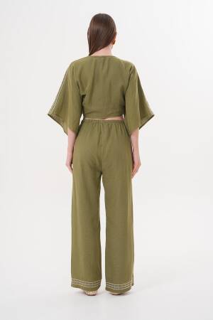 Shoulder Embroidery Detailed Tie Waist Shirt - Brand: Levure - Women's Clothing Wholesale - Globality Store