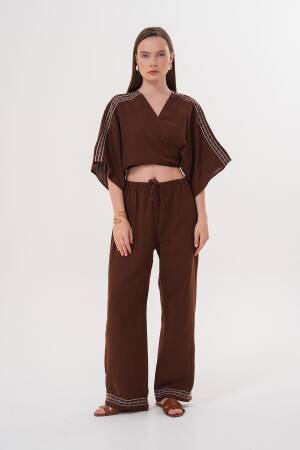 Shoulder Embroidery Detailed Tie Waist Shirt - Brand: Levure - Women's Clothing Wholesale - Globality Store