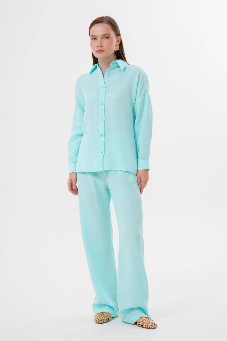 Women's Long Sleeve Oversize Mueslin Shirt