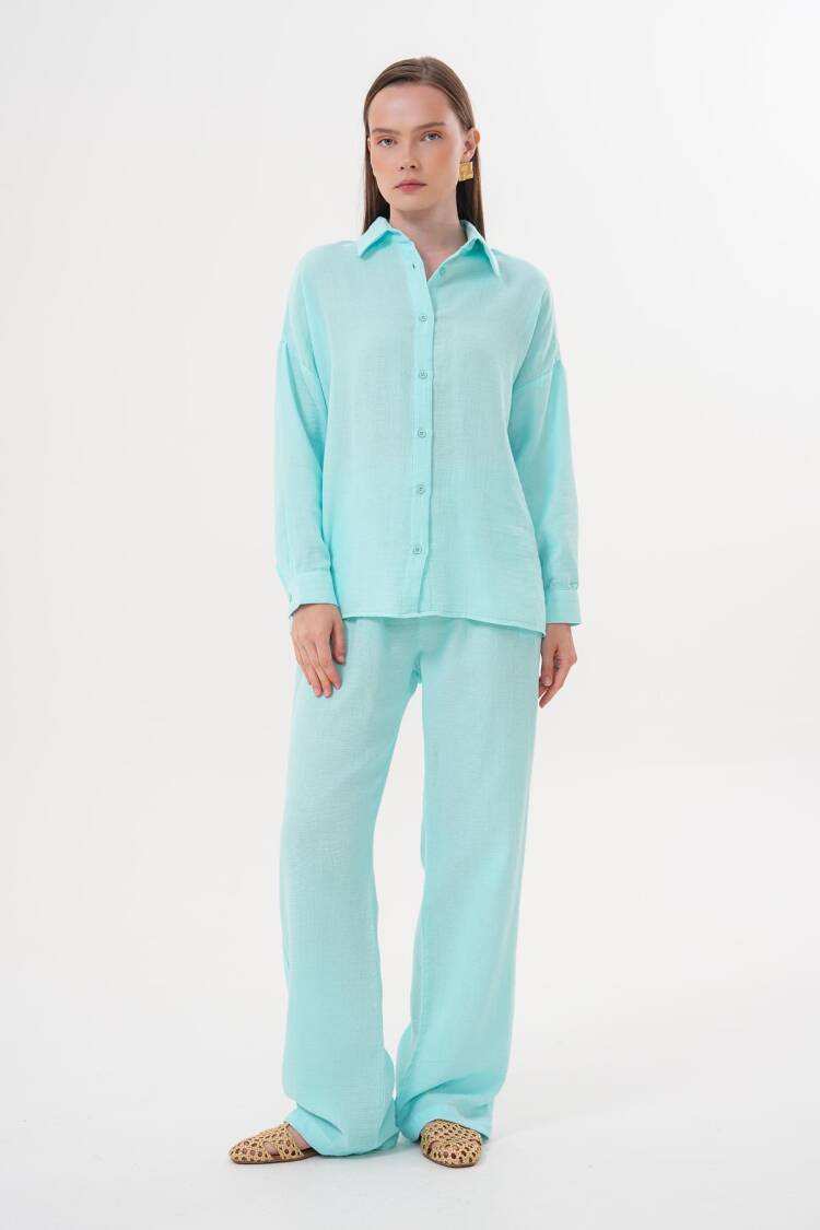 Women's Long Sleeve Oversize Mueslin Shirt - Brand: Levure - Women's Clothing Wholesale - Globality Store