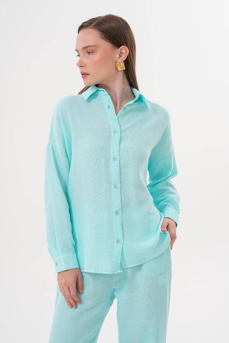 Women's Long Sleeve Oversize Mueslin Shirt
