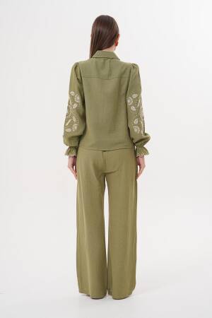 Sleeve Embroidery Detailed Front Buttoned Shirt - Brand: Levure - Women's Clothing Wholesale - Globality Store
