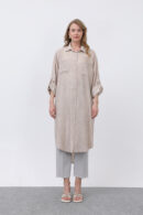 Women's Front Pocket Detailed Back Long Tunic With Robes - Puane - Globality Store - Women Clothes Wholesale Turkey