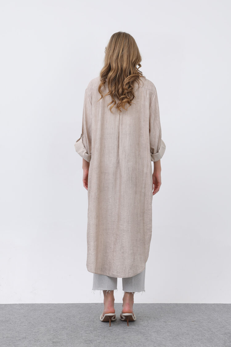 Women's Front Pocket Detailed Back Long Tunic With Robes