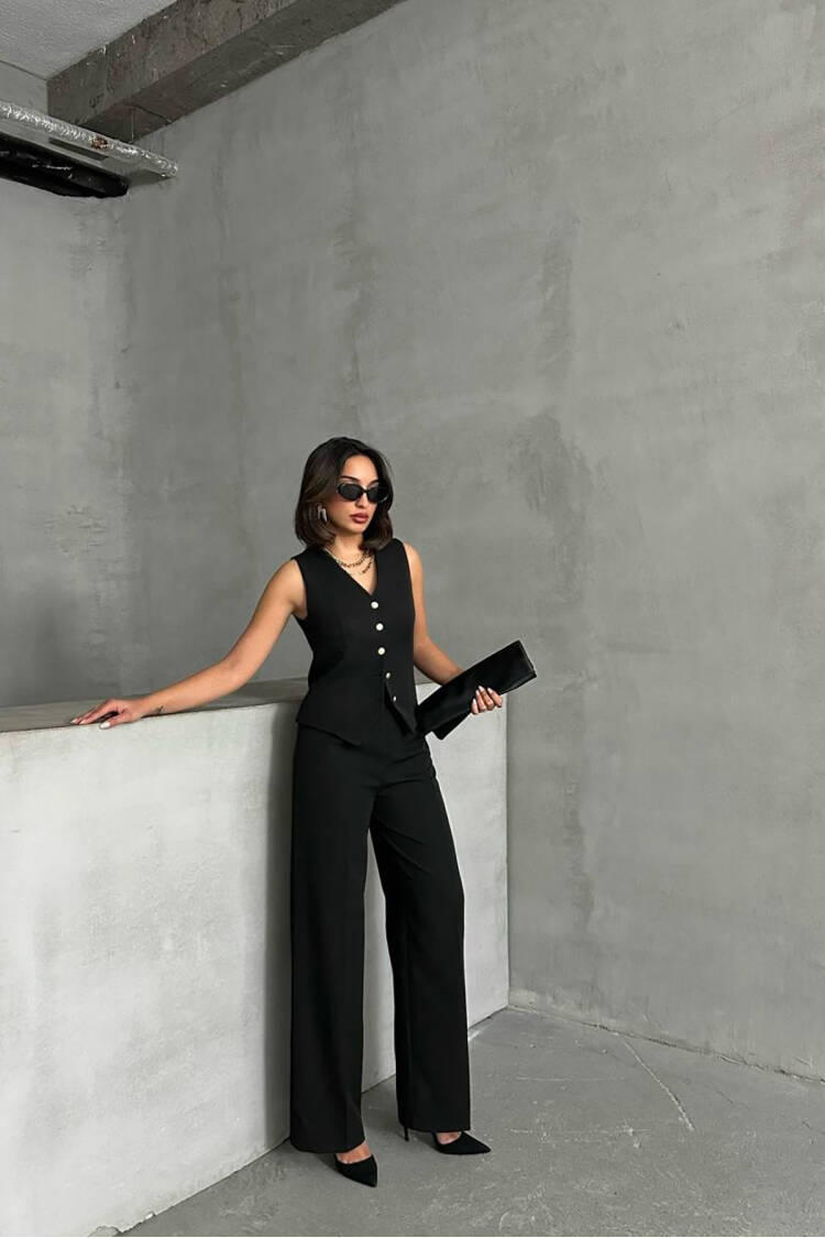 Zra Model Buttoned Vest - Mode Roy - Globality Store - Women Clothes Wholesale Turkey