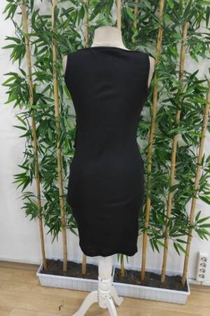 Women's Strappy Double Collar Side Buttoned Front Asymmetric Cut Detailed Thick Ribbed Camisole Dress - Black - Brand: Janes - Women's Clothing Wholesale - Globality Store