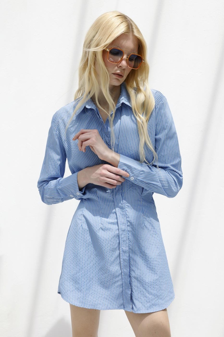 Shirt Dress With Flounce Skirt Detail - BSL - Globality Store - Women Clothes Wholesale Turkey