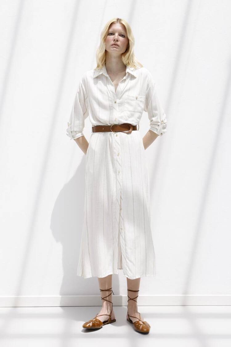 Linen Blend Shirt Dress