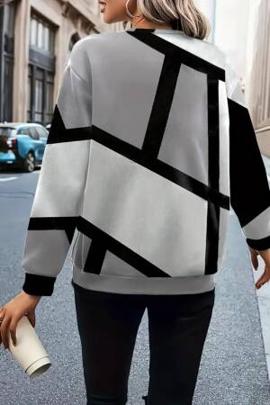 Women's Long Sleeve Round Neck Zipper Pattern Charcoal Blouse - Brand: Janes - Women's Clothing Wholesale - Globality Store