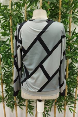 Women's Long Sleeve Round Neck Zipper Pattern Charcoal Blouse - Brand: Janes - Women's Clothing Wholesale - Globality Store