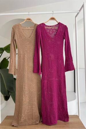 Floral Detailed Openwork Knitwear Dress - Sobe Istanbul - Globality Store - Women Clothes Wholesale Turkey