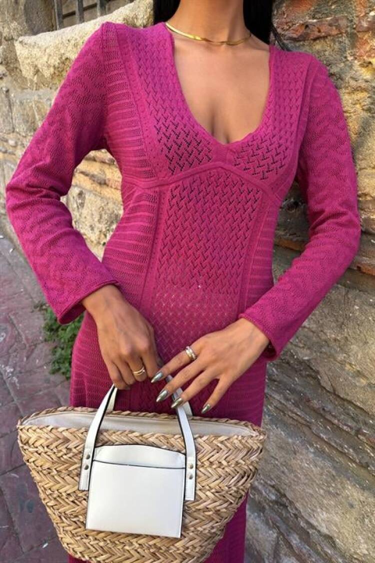 Openwork V Neck Dress