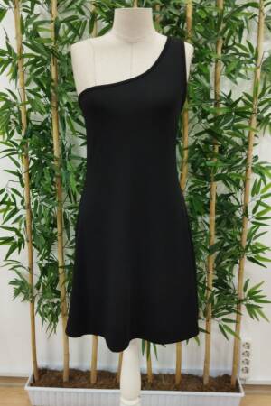 Women's One-Shoulder Strap Crepe Mini Dress - Black - Brand: Janes - Women's Clothing Wholesale - Globality Store