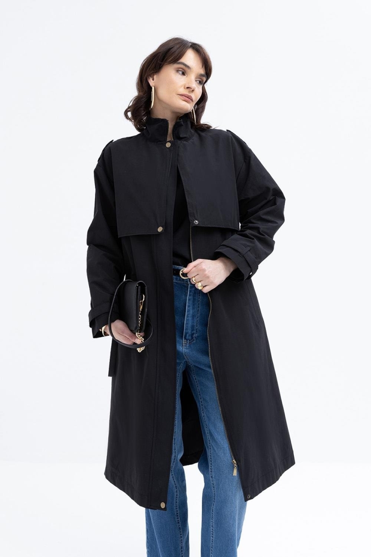Windbreaker Trench Coat With Pockets - Allday - Globality Store - Women Clothes Wholesale Turkey