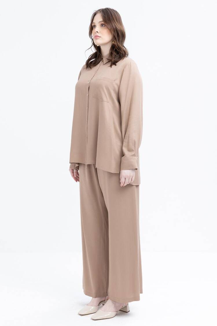 Pocket Detailed Plus Size Pants Suit