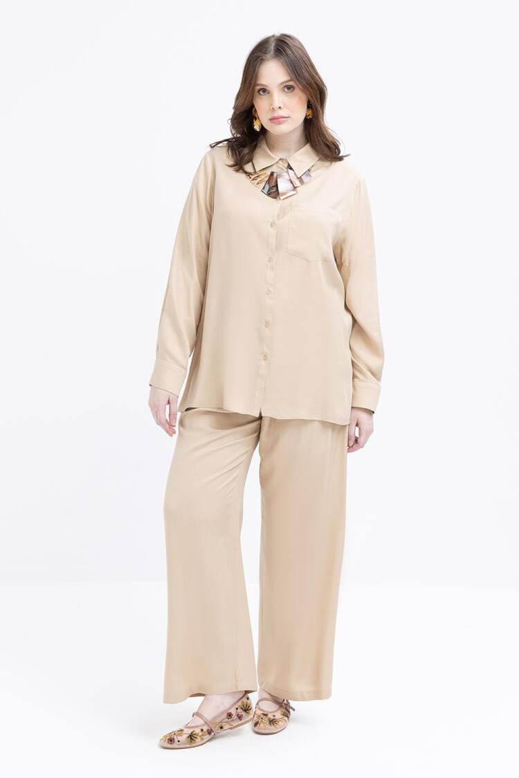 Pocket Detailed Plus Size Pants Suit