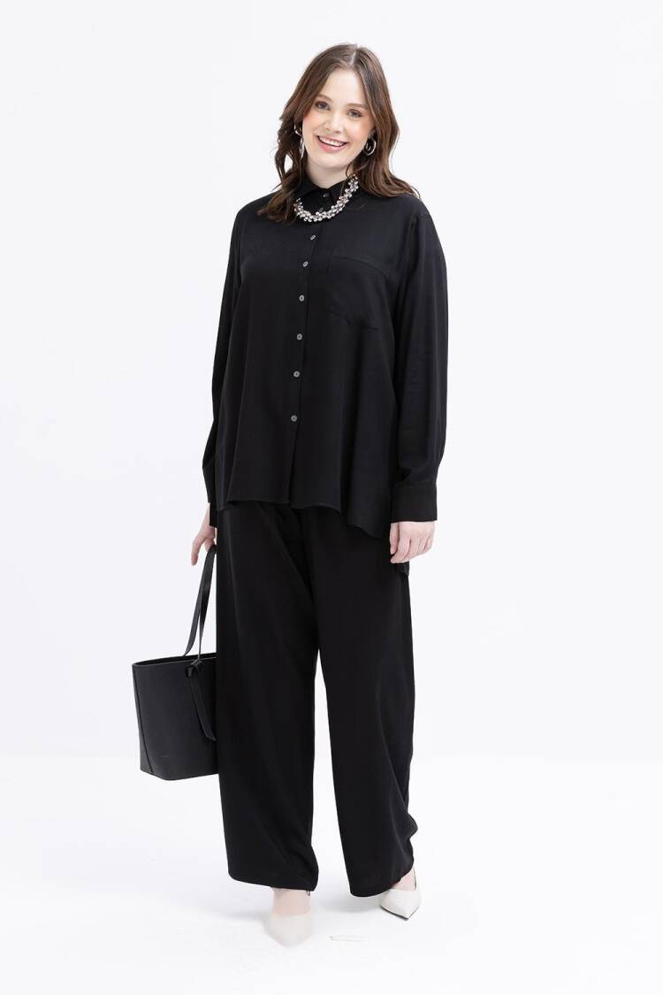 Pocket Detailed Plus Size Pants Suit - Allday - Globality Store - Women Clothes Wholesale Turkey