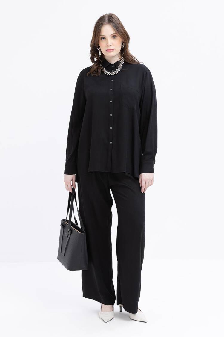 Pocket Detailed Plus Size Pants Suit