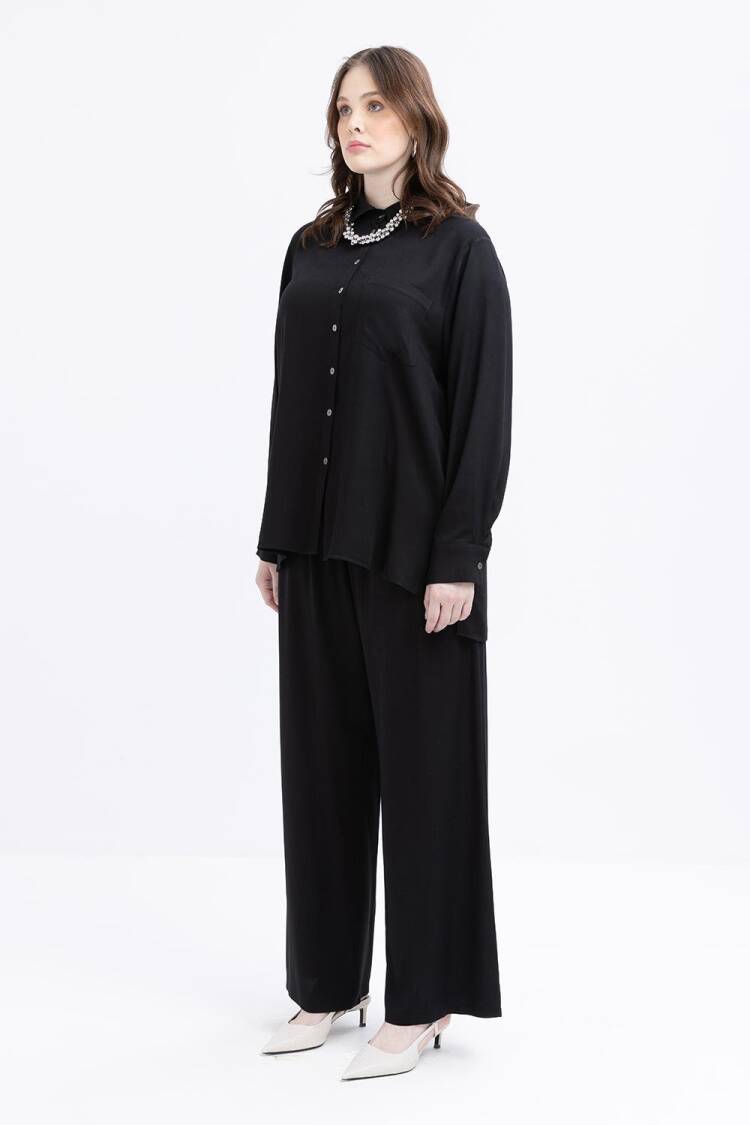 Pocket Detailed Plus Size Pants Suit