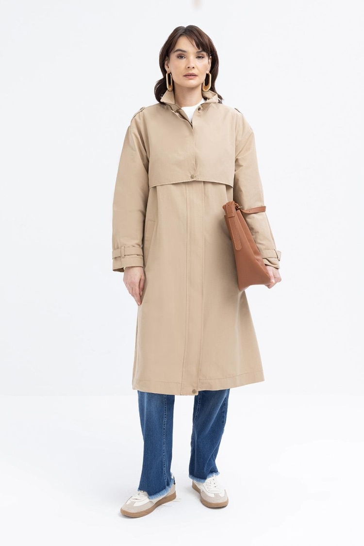Windbreaker Trench Coat With Pockets