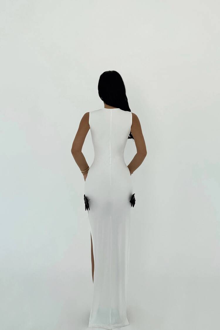 White Bow Detail Long Dress