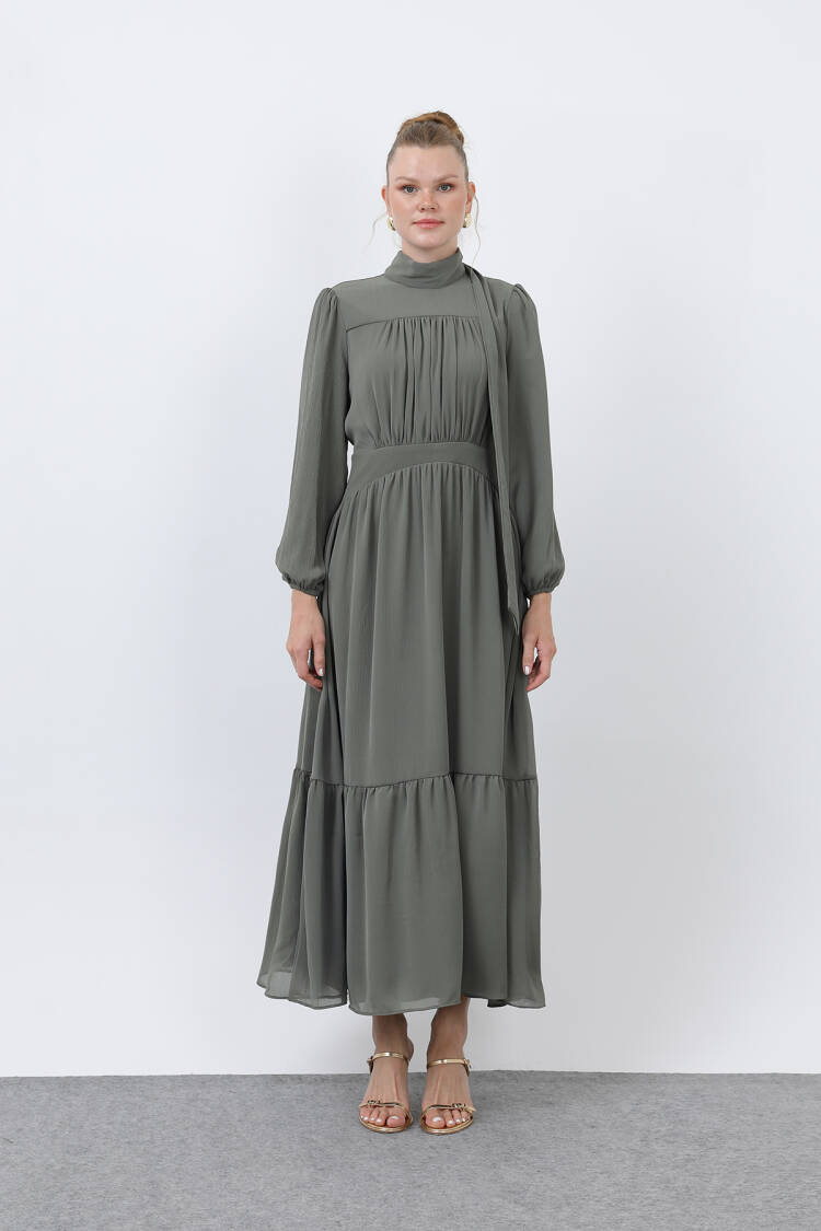 Women's Drape Detailed High Neck Dress