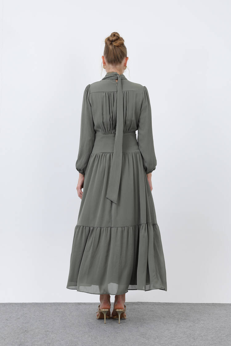 Women's Drape Detailed High Neck Dress