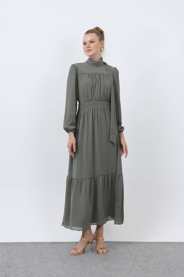Women's Drape Detailed High Neck Dress - Brand: Puane - Women's Clothing Wholesale - Globality Store