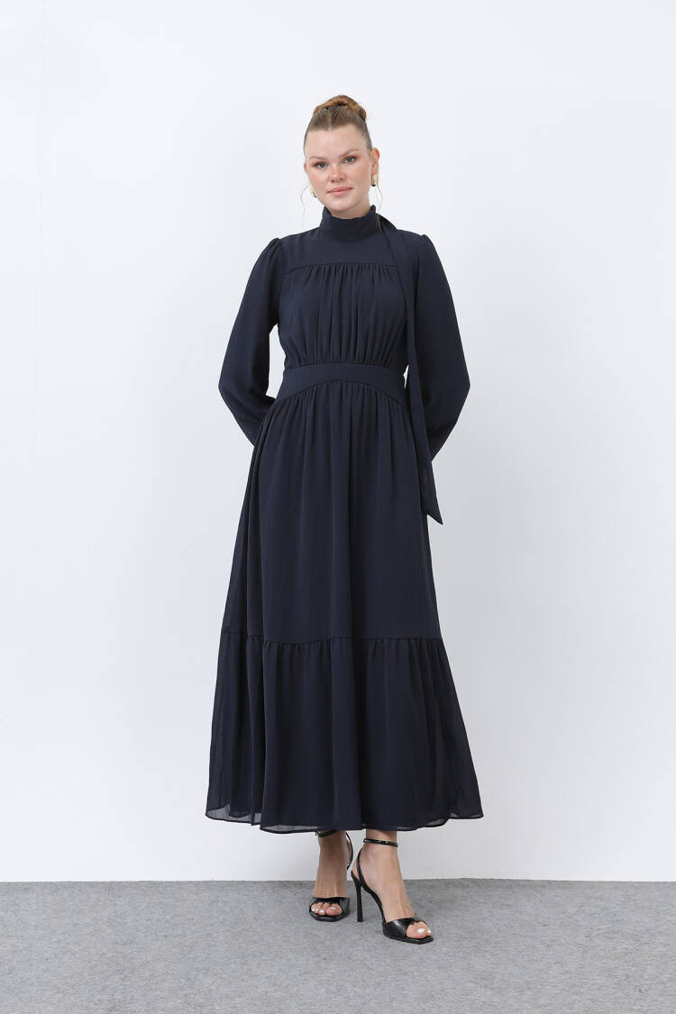 Women's Drape Detailed High Neck Dress - Brand: Puane - Women's Clothing Wholesale - Globality Store