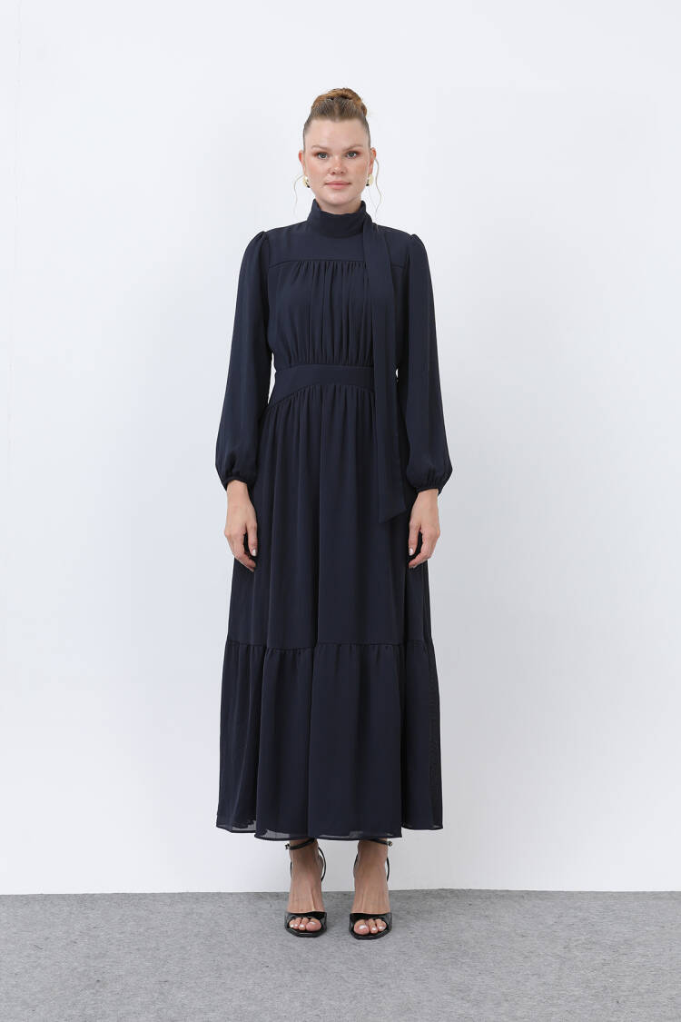 Women's Drape Detailed High Neck Dress
