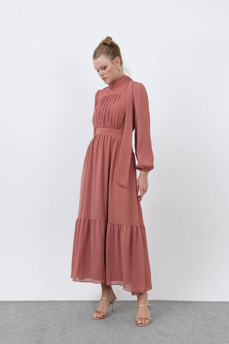 Women's Drape Detailed High Neck Dress - Brand: Puane - Women's Clothing Wholesale - Globality Store